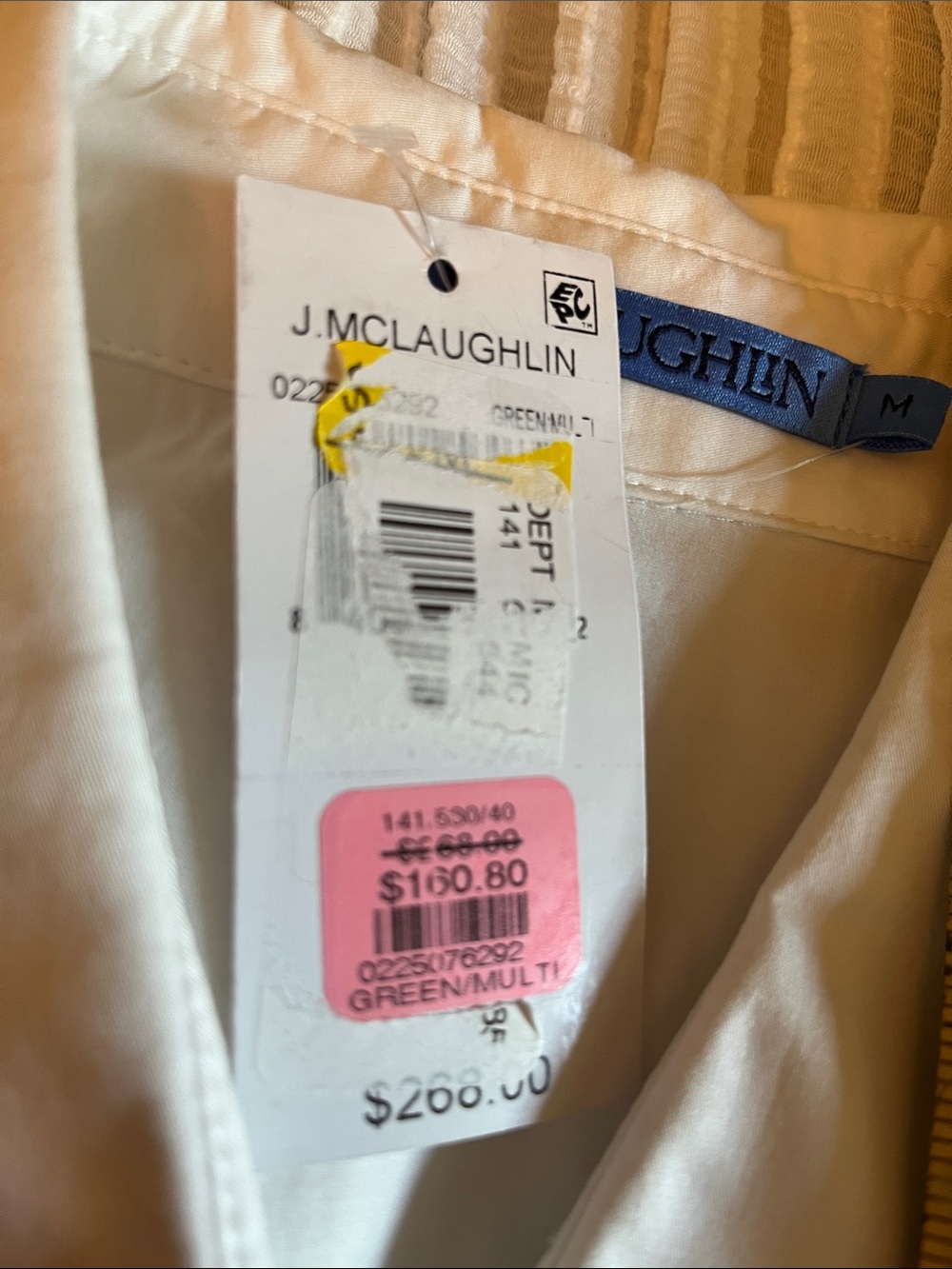 J.McLaughlin White Sleeveless Tropical Print Shirt Dress with Tie Waist - Picture 6 of 6